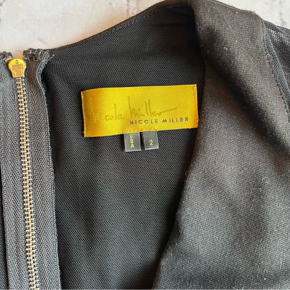 Nicole Miller Little Black Event Party Dress NWT NEW Gothic Size 2 Mesh $330+ - Picture 3 of 16